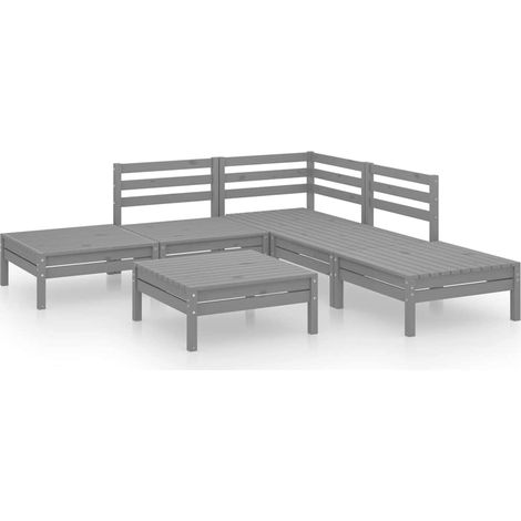 Maison Exclusive - 6-tlg. Garten-Lounge-Set Massivholz Kiefer Gra (1/5)