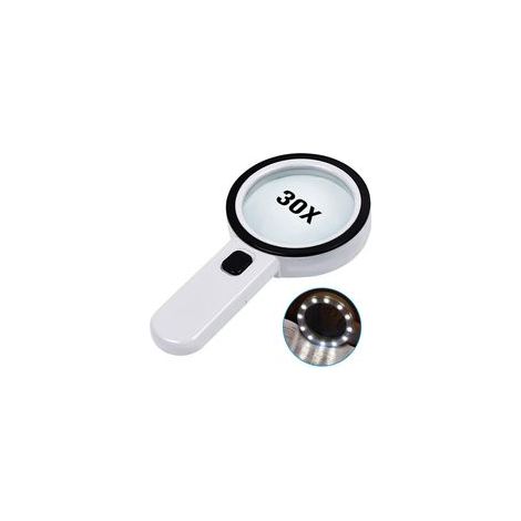 Loupe de Lecture, Loupe 30X avec 12 LED Lumière - Loupe de Lecture Lumineuse pour Personnes âgées - pour la Lecture, Les pièces de Monnaie, Les Timbres, la Carte, l'inspection (1/5)