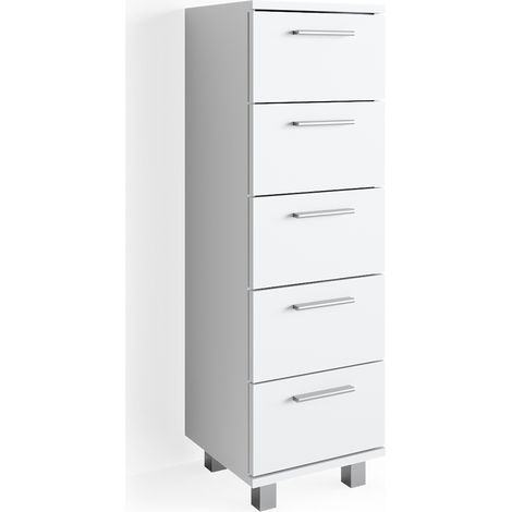 Cassettiera da bagno Ilias, Bianco, 30 x 95 cm, Vicco (1/5)