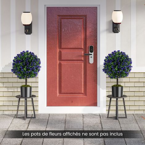 Lot de 2 Arbres de Buis Artificiel Topiaire 55 cm Boules de Roses Artificielles Violets avec Pot en Ciment Décorations Plantes (1/3)