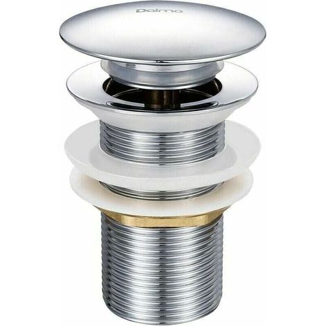 Piletta di scarico a scomparsa senza troppo pieno - Ottone cromato - G 1-1/4 - Dotato di un sistema di apertura e chiusura a pulsante facile (1/4)