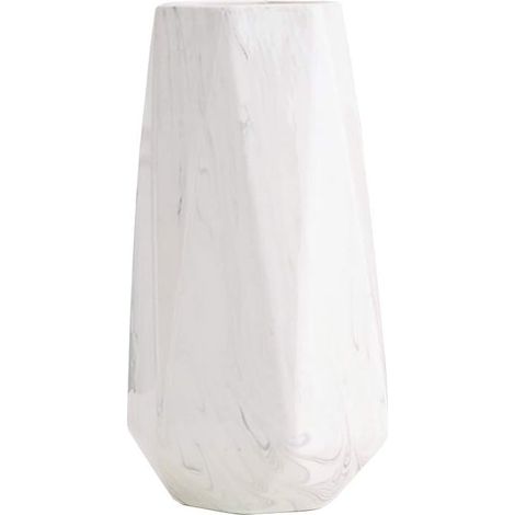 Vase décoratif en céramique blanche effet marbre de 25,5 cm, idéal pour la maison, les fêtes et les centres de table de mariage. (1/4)