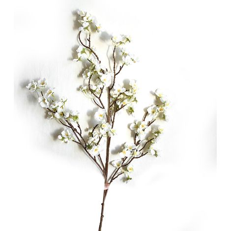 Fleurs de cerisier artificielles, 4 branches décoratives réalistes, 97 cm, blanches (1/5)