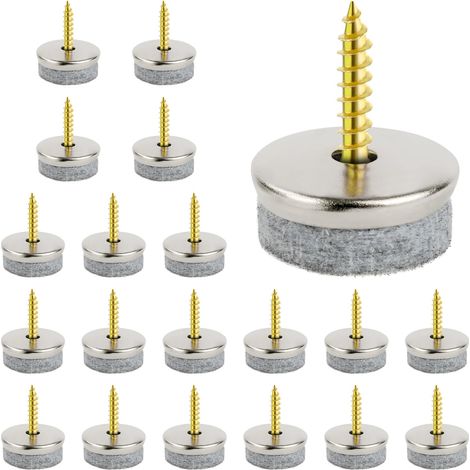 20 Pièces Patins en Feutre pour Meubles, 20mm Glisseurs Chaise à Clouer, Ronds, Faciles à Installer, pour Protéger Les Sols des Pieds de Table (1/5)