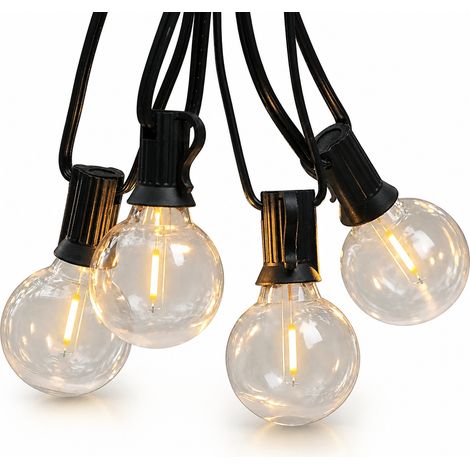 Guirlande Lumineuse Solaire LED G40 Étanche Extérieur, 50 Ampoules Jardin Noël, Prise UE, 2 Ampoules de Rechange (1/5)