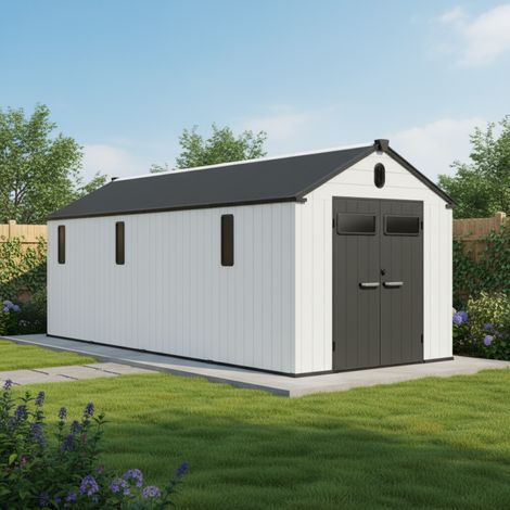 Abri Jardin Résine Gris 14m2 Plancher Inclus - Jobu DOCKER (1/5)