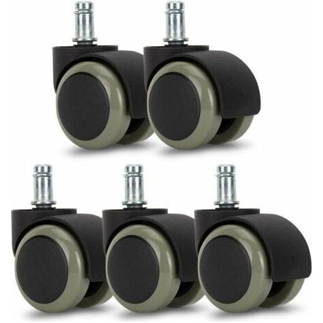 Office Chair Casters - Pack of 5 - 11/50mm Replacement Wheels - Quiet Base for Hard Floors - Gray (1/5)