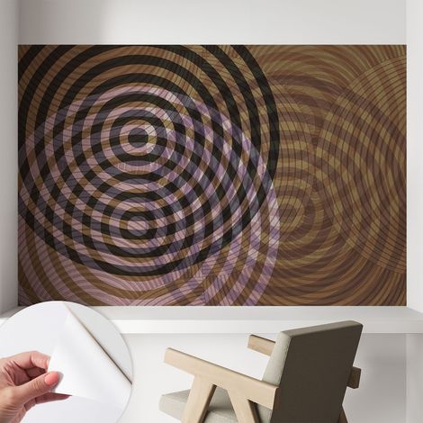 Papier peint adhésif décoratif pour chambre et salon Design moderne à poser facilement Cercles hypnotisants 104x70 cm (1/5)