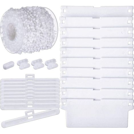 35Pcs 3,5pouces / 89mm Store Vertical Accessoires, 10 M Chaîne Inférieure Et 10 Pièces Connecteur De Chaîne, 12 Pièces Cintres Supérieurs, 12 Pièces Lattes De Poids Inférieurs (1/5)