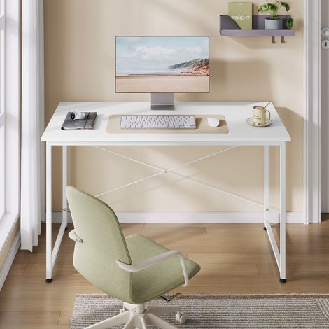 WOLTU Schreibtisch, Computertisch Bürotisch mit Metallgestell, Arbeitstisch PC Schreibtisch, für Büro Homeoffice Arbeitszimmer Schlafzimmer, aus Holzwerkstoff, 120x60 cm, Weiß