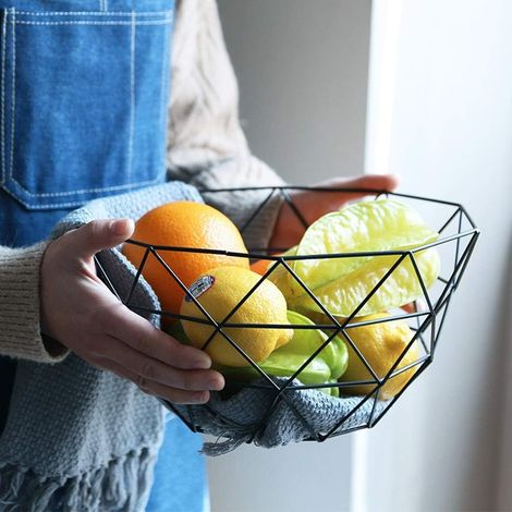 Rangement cuisine en acier inoxydable, corbeille décorative pour fruits, légumes, œufs ou pain