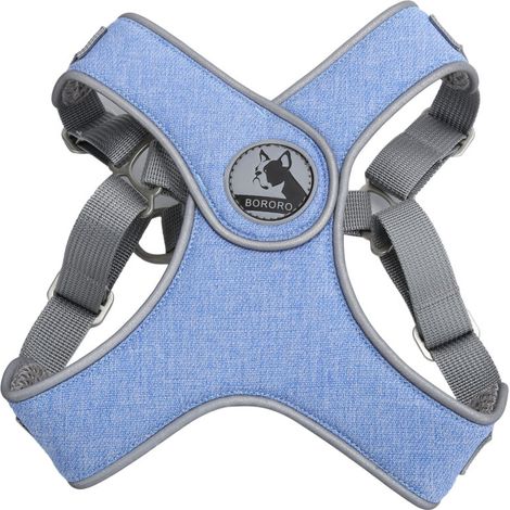 Jeffergarden Harnais-laisse réfléchissant pour chien et chat - Ajustable et respirant pour promenades en plein air - Taille L - Bleu (1/5)