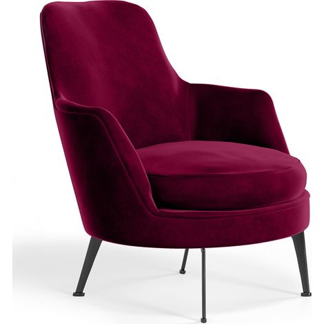 Polster-Designsessel aus Samt im Zeitgenössischen Stil - Hanneh Weinrot
