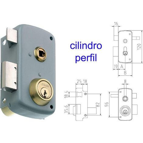 mcm cerradura sobreponer 2556bp-  70-dcha pintada cilindro perfi