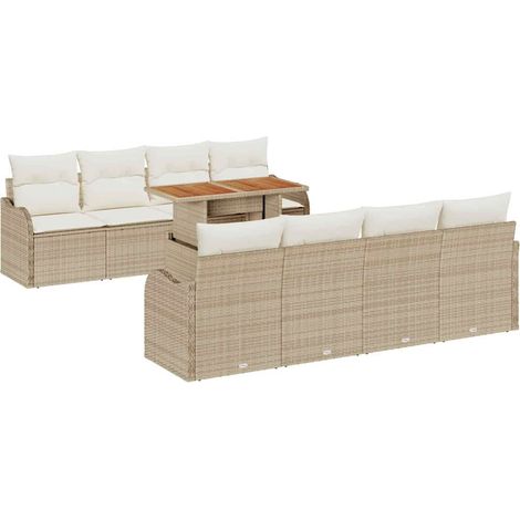 Maison Exclusive - Set Divano da Giardino con cuscino 7 pcs beige e panna