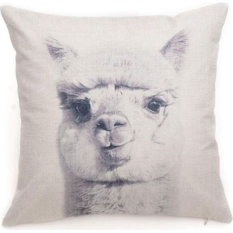 Taie D Oreiller - Coton Lin - Motif Alpaga - Pour Canape Maison Voiture - 45x45 Cm - 1 Piece (1/5)