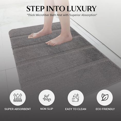 Tappetino da bagno antiscivolo Super assorbente - Lavabile in lavatrice - Microfibra morbida e spessa - Grigio antracite - 40 x 60 cm