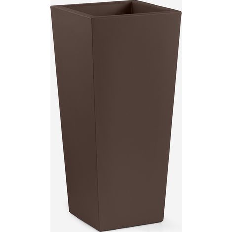 vaso alto quadrato da esterno in polietilene Gaia 70 - Marrone