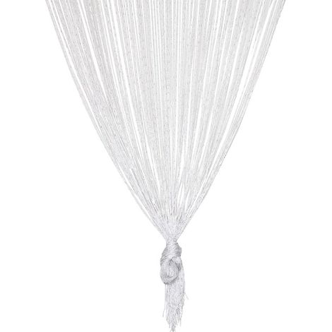 Türvorhang，Dekorativer Vorhang，Fliegengittervorhang mit Perlenquasten，für den Innenbereich，1 x 2 m / 39 x 79 cm，Weiß (1/5)