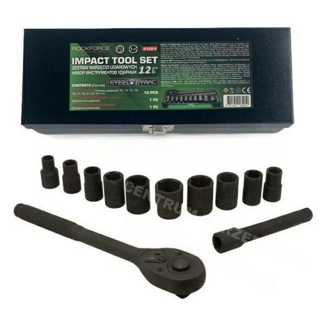 Juego de llaves de impacto Rockforce de 12 piezas, 1/2" y 6 ángulos (10-24 mm)