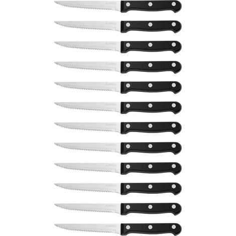 Couteau à Steak, Set de 12 Pièces couteaux à steak en Acier Inoxydable, Ensemble de Couteaux à Steak Dentelés, Couteau de Table, Couverts à Steak de Cuisine (1/5)
