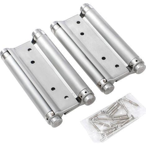Pair Double Action Spring Hinges 6 Inch Stainless Steel Door Thickness 30-35mm Kitchen Cafe (1/5)