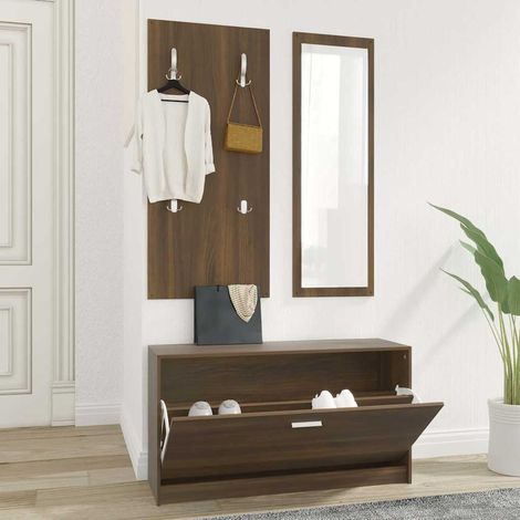 vidaXL 3-in-1 Shoe Cabinet Set Brown Oak Engineered Wood (1/5)