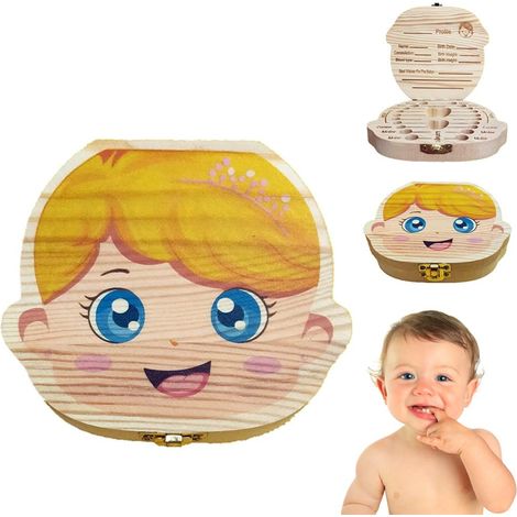 Boîte à dent de lait peinte en bois, étui pour molaire de bébé, porte-lanugo pour enfant, garçon ou fille, cadeau de naissance ou d'anniversaire. (1/5)