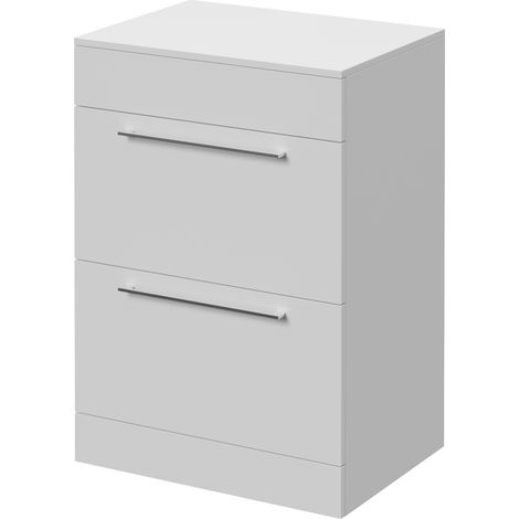 Napoli 460 Gloss White 600mm 2 Drawer Vanity Unit for Countertop Basins - 600mm - Chrome 320mm Handle