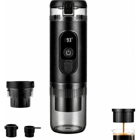 Mini Machine à café portable, électrique à capsules, compatible avec capsules et poudre, chauffage instantané pour camping, voiture, voyage, Noir (1/5)