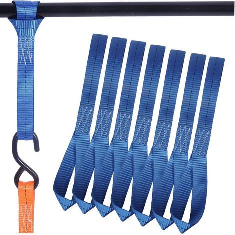 8x Blaue Nylon Spanngurte 30cm 680kg Tragkraft für Auto & Motorrad