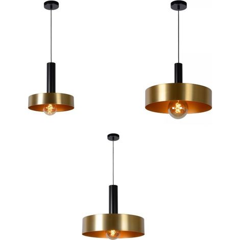 Suspension Lucide Giada métal Ø30 laiton/noir E27 60W (1/5)