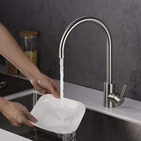 MINKUROW Hochdruck-Hochdruck-Küchenarmatur, herausziehbarer Küchenarmatur, Küchenarmatur mit Dusche, ein/zwei Arten von Wasserstrahlen, 360 ° drehbarer Einhand-Waschtischarmatur, Edelstahl-Küchenmisch