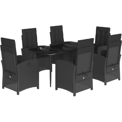 Maison Exclusive - Set da Pranzo da Giardino 7 pz Nero con Cuscini in Polyrattan (1/5)