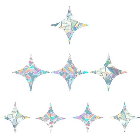 8 pièces Croix Étoile Statique Fenêtre S'Accroche Anti-Collision Prévenir Oiseau Décalques en Verre Autocollants Alerte Décalcomanies Non Adhésif Prismatique Film Vinyle (1/5)