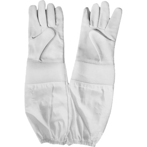 1 Paire Gants Anti-Coupure Gants Apicoles De Protection Apicoles ES en Peau De Chèvre Longs Travail Anti-Coupure Ruche Blanche (1/5)