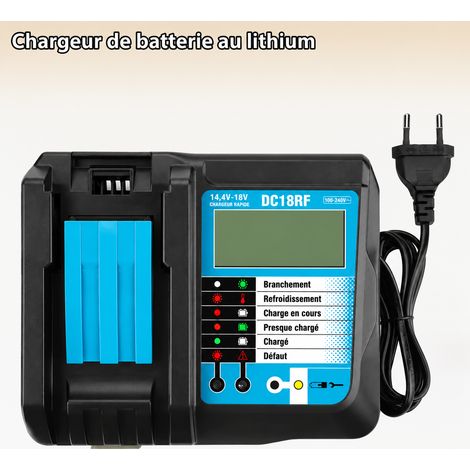 Chargeur de batterie Makita 18V 3A charge rapide LED prise UE câble 1 m noir – Livraison gratuite