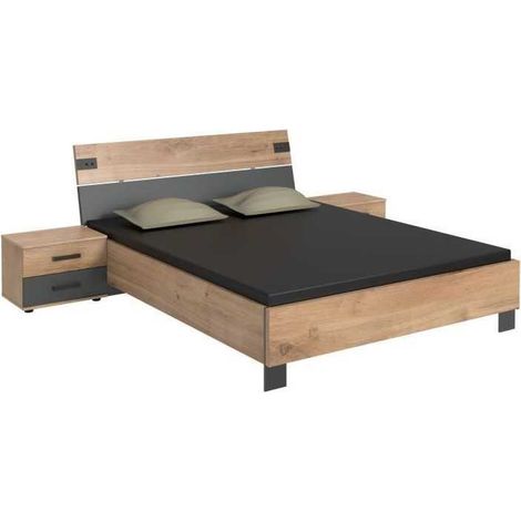 Wimex Lamia Bett 140 x 200 cm Graphit mit Nachttischen
