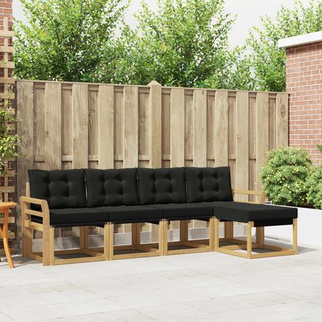 vidaXL  Outdoor Sofa Set  with Cushion 5 pcs White and Black