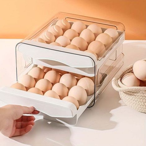 Set of 1 egg storage boxes. Double drawer style. Hand washable. Perfect for storing and organizing egg whites. (1/4)