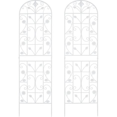 Treillis de jardin pour plantes grimpantes - 180x50 CM - Treillis support en métal d'extérieur - Lot de 2 - Blanc (1/5)