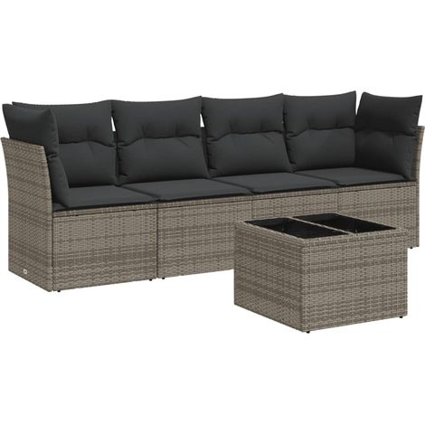 Maison Exclusive - 5-tlg. Garten-Sofagarnitur mit Kissen Grau Pol
