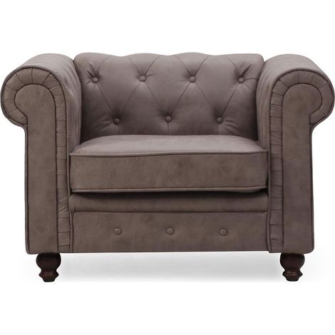 Fauteuil Chesterfield Vintage - Siège capitonné Cuir Vieilli, Design Classique Intemporel pour Salon, Bureau ou Coin Lecture (1/5)