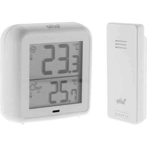 Otio – Thermomètre de jardin sans fil – Capteur de précision 60m – Mémorisation minimales et maximales – 6.5 x 6.5 x 2 cm
