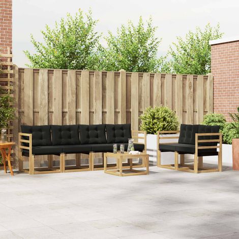 vidaXL Outdoor-Sofagarnitur mit Kissen 7 pcs Weiß und Schwarz (1/5)