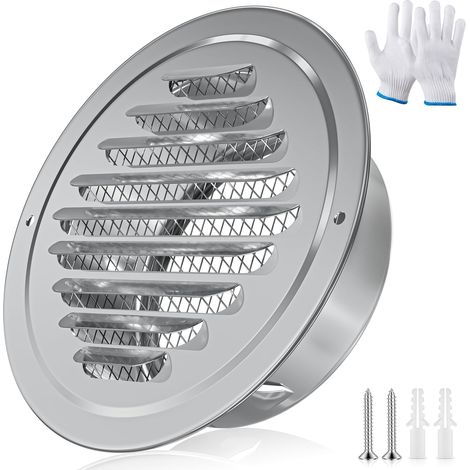 150mm Grille de Ventilation en Inox Aération Ronde avec Moustiquaire Grille Aeration pour Intérieur et Extérieur Entrées et Sorties d'air Murales et de Plafond (1/5)