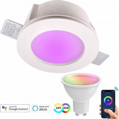 Spot encastré rond LED GU10 intelligent pour plâtre, Wi-Fi, RGB, CCT, compatible Alexa et Google, 125 mm