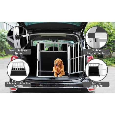 Trasportino per cani, alluminio, 90x66x72cm, porte con serratura (1/5)