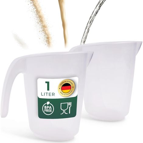 Novaliv 2x 1L tasse à mesurer, tasse à mesurer 1000ml ensemble transparent avec échelle claire g/ml pour liquides farine et sucre, fabriqué en
