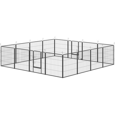 Parc pour chiots, enclos pliable en 16 pièces avec porte pour chiens de petite et moyenne taille, 3, 2 x 3, 2 x 0, 8 m, gris (1/5)
